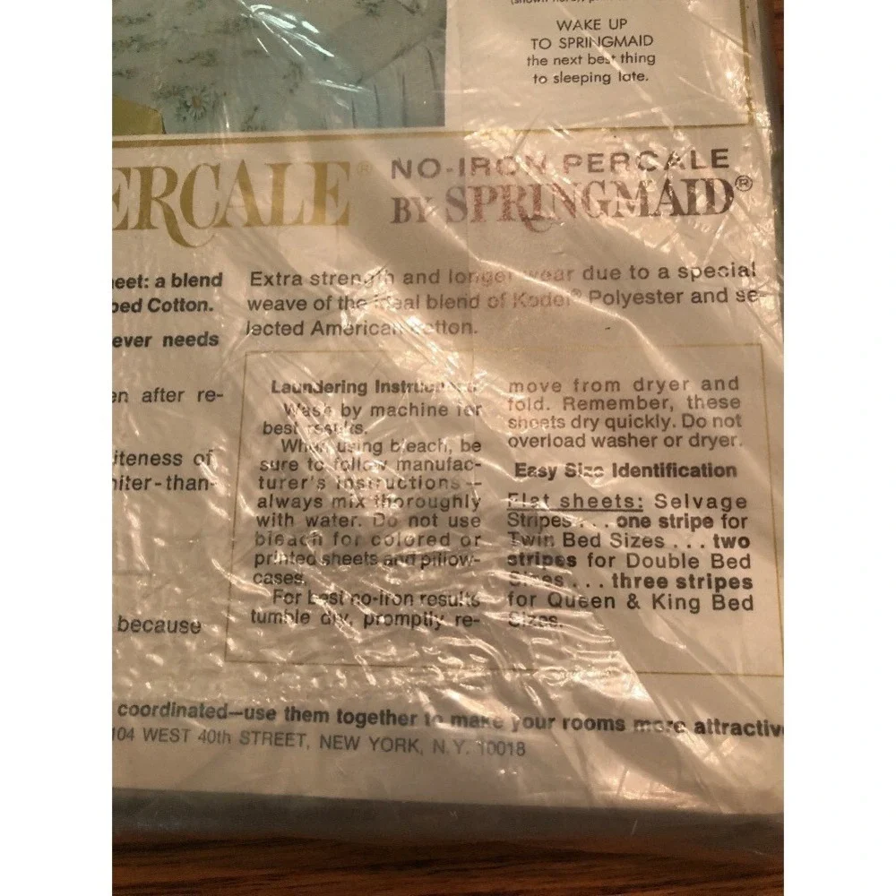 Springmaid Flat Sheet Twin White Blue NIB VTG Wondercale Daisy Floral Percale